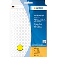 Multipurpose labels HERMA 2211, 8 mm, round, yellow, package of 5632 pcs