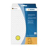 HERMA 2211 顏色標籤圓形 8毫米 黃色 每盒5632個標籤