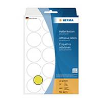 HERMA 2271 顏色標籤圓形 32毫米 黃色 每盒480個標籤
