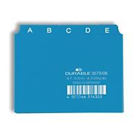 Leitkartenregister Durable 36700 A7, A-Z, 25teilig, 5/5 Fahnen, blau