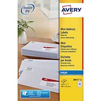 Adresseetiketter Avery, til inkjet, 38,1 x 21,2 mm, æske a 1.625 stk.