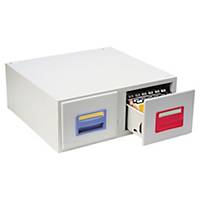 Boîte Rexel pour fiches 10,5 x 14,8 cm - 2 tiroirs - 2000 fiches - grise