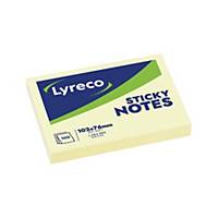 Notes repositionnables Lyreco - 76 x 102 mm - jaunes - bloc x 100 feuilles