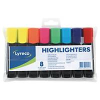 Lyreco hightlighter, assorted colours, wallet of 8