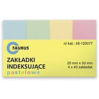 Zakładki indeksujące TAURUS, papierowe, pastelowe 20 x 50 mm, 160 zakładek