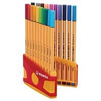 STABILO 88 COLOUR PARADE POINT FINELINER 0.4MM ASSORTED COLOURS - BOX OF 20