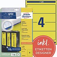 Avery Zweckform Ordner-Etiketten, ultragrip L4769-20 breit/kurz 61x192mm, gelb
