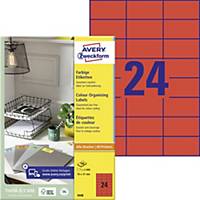 Avery Zweckform 3448 Universal-Etiketten, 70 x 37 mm, rot, 2.400 Stück/Packung
