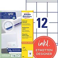 Labels Avery Zweckform ultragrip 3661, 70x67,7 mm, white, pack of 1200 pcs