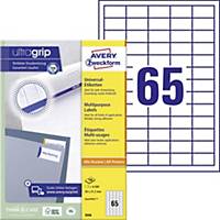 Avery 3666 Multi-Purpose Labels, 38.1 x 21.2 mm, Permanent, 65 Labels Per Sheet