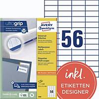 Avery Zweckform 3668 Universal-Etiketten, A4 mit ultragrip, 52,5 x 21,2 mm, weiß