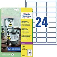 Avery Zweckform Wetterfeste Etiketten L4773-20 63,5x33,9mm weiß 20 Bl/480 St