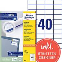 Labels Avery Zweckform ultragrip 3651, 52,5x29,7 mm, pack of 4000 pcs