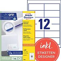 Labels Avery Zweckform ultragrip 3659, 97x42,3 mm, white, pack of 1200 pcs