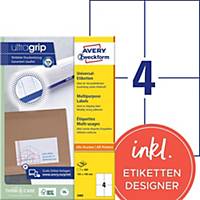 Labels Avery Zweckform ultragrip 3483, 105x148 mm, white, pack of 400 pcs