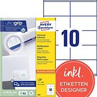 Labels Avery Zweckform ultragrip 3425, 105x57 mm, white, pack of 1000 pcs
