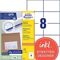 Labels Avery Zweckform ultragrip 3427, 105x74 mm, white, pack of 800 pcs