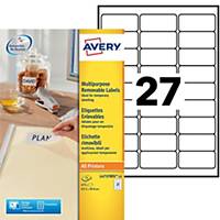 Avery L4737 Stick&Lift removable labels 63,5x29,6mm - box of 675