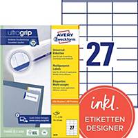 Labels Avery Zweckform ultragrip 3479, 70x32 mm, white, pack of 2700 pcs