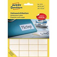 Avery Zweckform Mini-Etiketten 3319, 29 x 18mm (LxB), weiß, 30 Blatt/960 Stück
