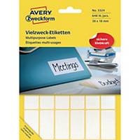 Avery Zweckform Vielzweck Etiketten 3324, 38x18 mm, 27 Bogen/648 Etiketten, weiß