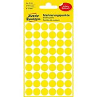 Značkovací kulaté etikety Avery Zweckform 3144, Ø 12 mm, žluté, 270 ks/balení