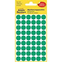 Značkovací kulaté etikety Avery Zweckform 3143, Ø 12 mm, zelené, 270 ks/balení