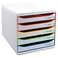 Cassettiera da scrivania 5 cassetti Exacompta Big Box Plus bianco multicolor