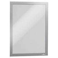 Durable DURAFRAME Self Adhesive Signage Magnetic Frame - A4 Silver, Pack of 10