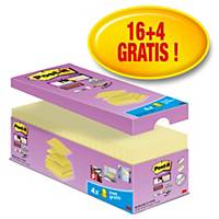 Post-it® Super Sticky Z-Notes Canary Yellow™ pak, geel, 76 x 76 mm, 16+4 GRATIS