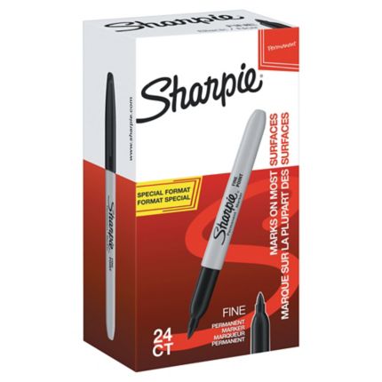 campagne hemel draaipunt Sharpie Permanent Markers Fine Black - Pack Of 24