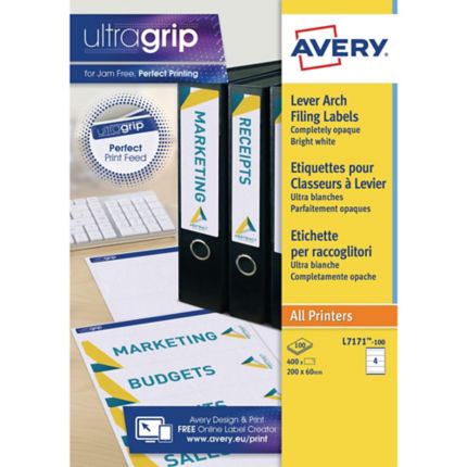 Lever Arch Filing Labels Pack of 400 Labels 200x60mm Avery L7171-100 