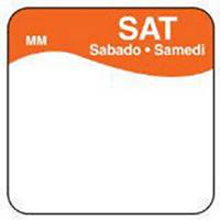 Removable Labels  Saturday  Orange - Pack of 1000