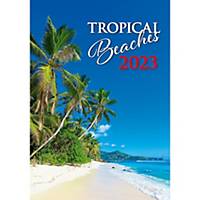 Mesačný medzinárodný kalendár Tropical Beaches, 14 listov, 31,5 x 45 cm