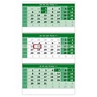 Trojmesačný kalendár zelený so špirálou - 3 x 12 listov, 31,5 x 55,5 cm