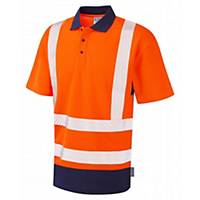 Leo P11 High-Vis Polo Shirt Orange & Navy Blue Size XL