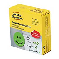 Belønningsetiketter Avery, glad smiley, Ø 19 mm, grøn