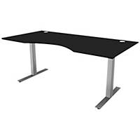 Hæve-sænke-bord Fumac® Square, med mavebue, BxL 90 x 160 cm, sort