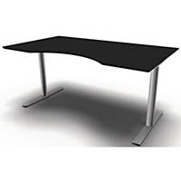 Hæve-sænke-bord Fumac® Inline, med mavebue,  BxL 160 x 90 cm, sort/aluminium