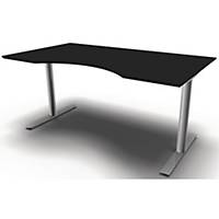 Hæve-sænke-bord Fumac® Inline, med mavebue,  BxL 200 x 100 cm, sort/aluminium
