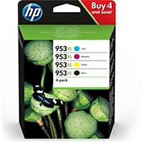 HP 953XL 4-pack High Yield Blk/Cyn/MGnta/Yllw Original Ink Cartridges (3HZ52AE)