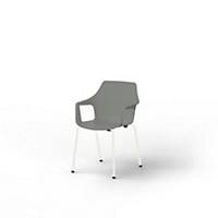 Chaise Eol Gelati avec accoudoirs, grise, plastique, les 4 chaises