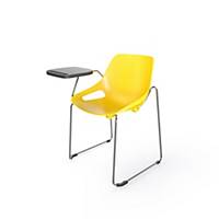 Chair EOL Rosalie, sled base metal, with writing shelf, seat polyprop., yellow