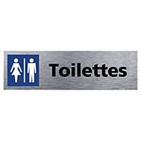 Plaque de porte - Toilettes femmes/hommes - 170 x 50 mm - alu brossé