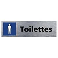 Plaque de porte - Toilettes hommes - 170 x 50 mm - alu brossé