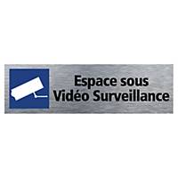Plaque de porte - Sous Vidéo Surveillance - 170 x 50 mm - alu brossé