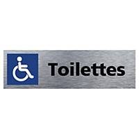 Plaque de porte - Toilettes handicapés - 170 x 50 mm - alu brossé