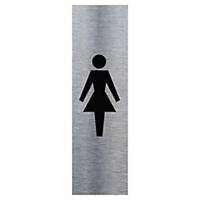 Plaque de porte - Symbole femme - 170 x 50 mm - alu brossé