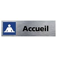 Plaque de porte - Accueil - 170 x 50 mm - alu brossé