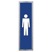 Plaque de porte - Symbole homme - 170 x 50 mm - alu brossé - fond bleu